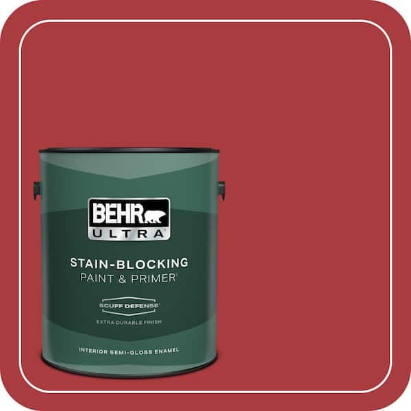 BEHR ULTRA 1 gal. #S-G-160 California Poppy Extra Durable Semi-Gloss Enamel Interior Paint & Primer (2)
