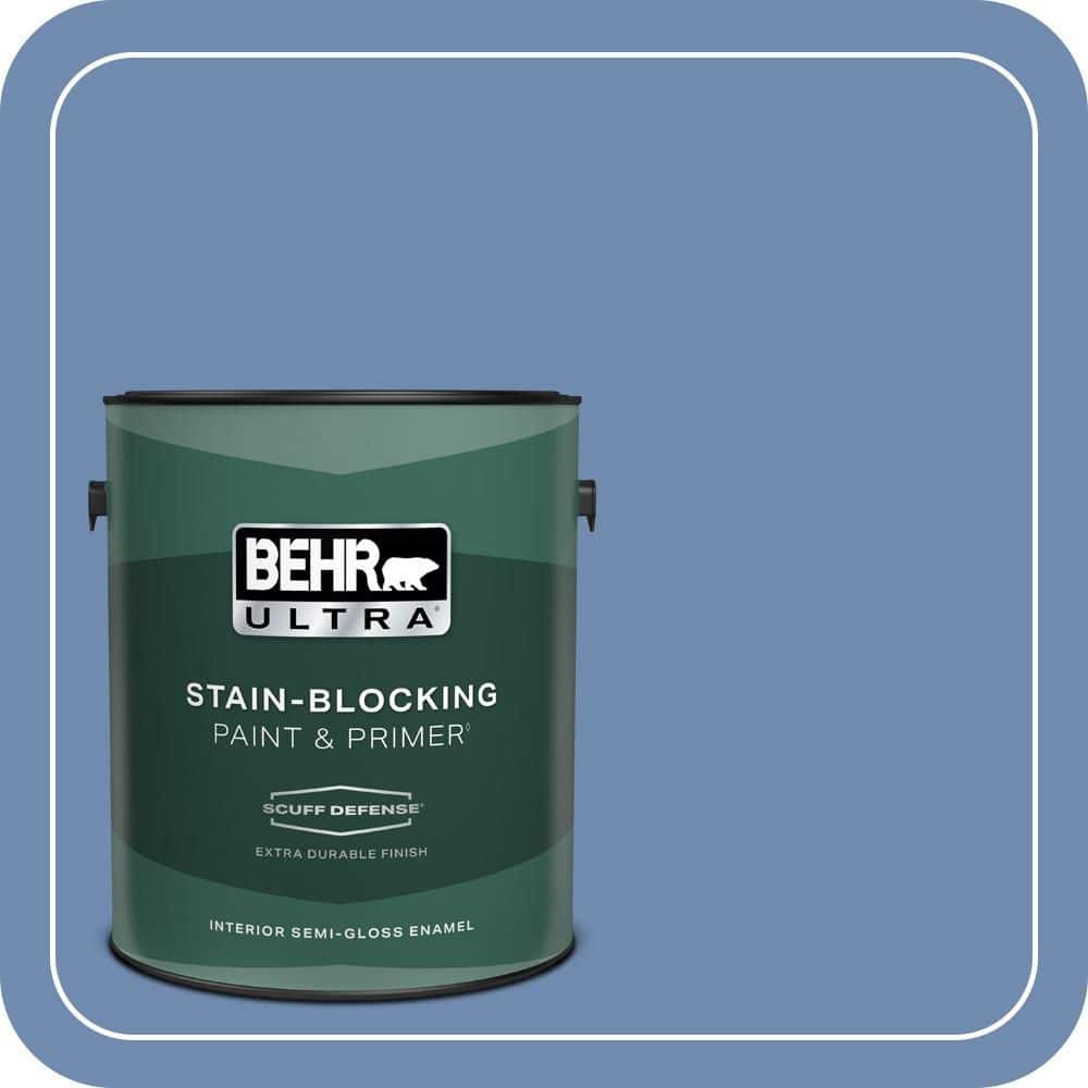 BEHR ULTRA 1 gal. #590D-5 Windsurf Blue Extra Durable Semi-Gloss Enamel Interior Paint & Primer