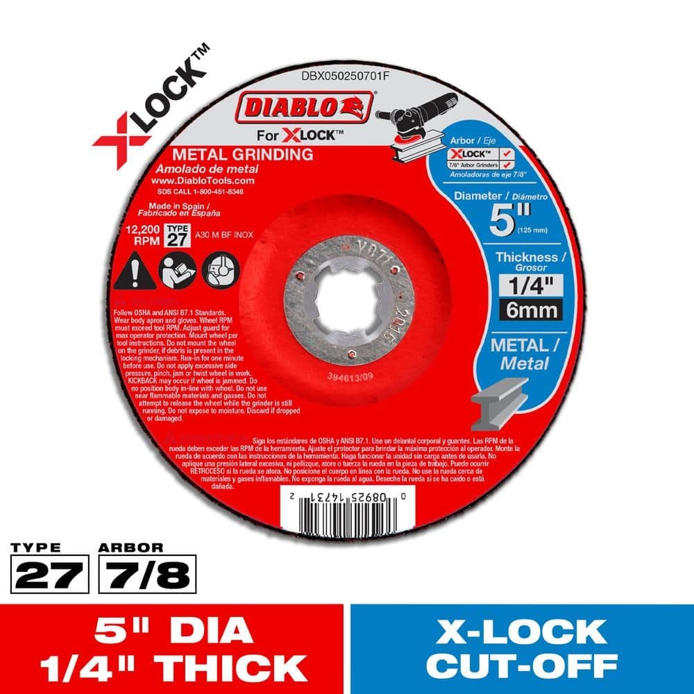 DIABLO 5 in. Type 27 Metal Grinding Disc for X-Lock and 7/8 in. Arbor Angle Grinders