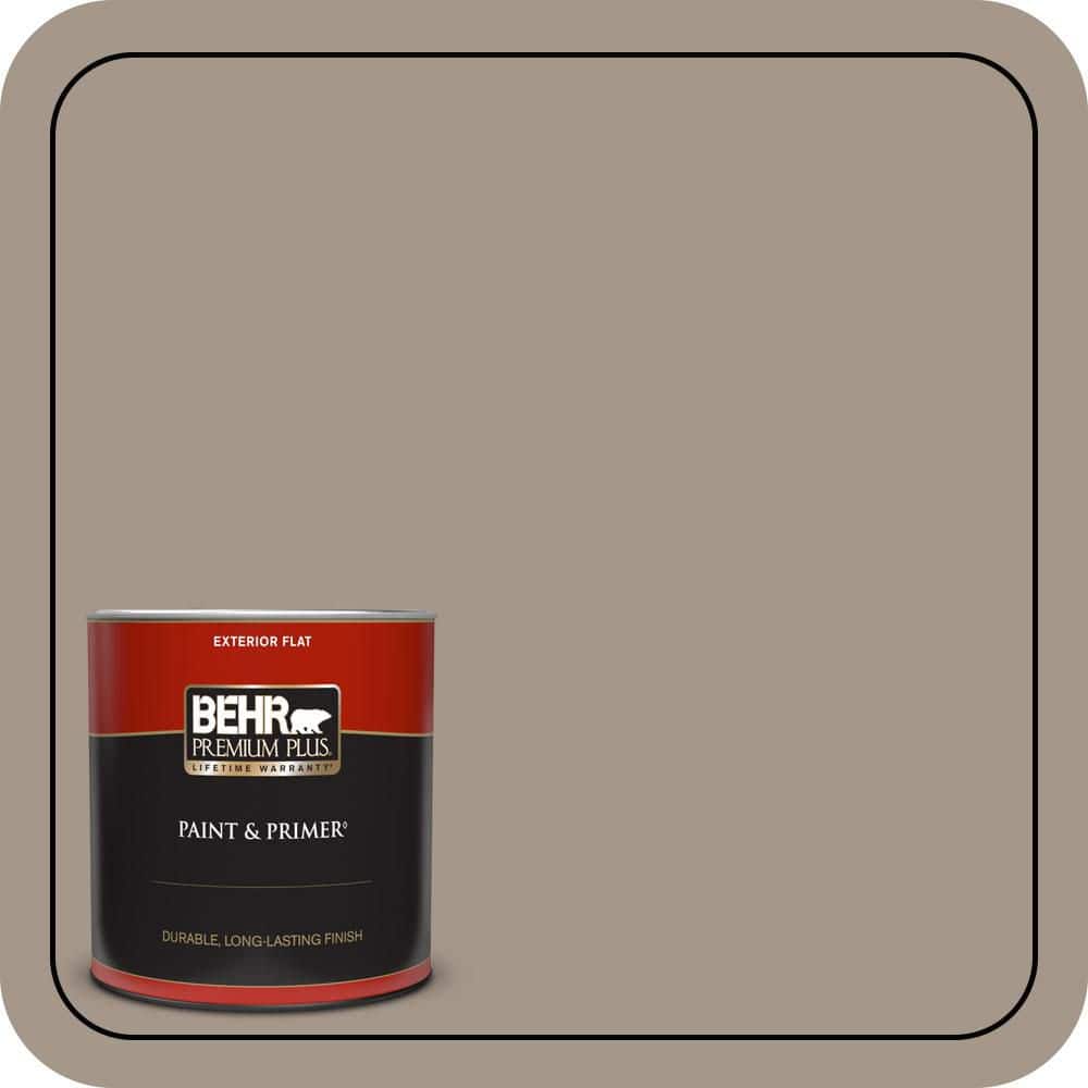 BEHR PREMIUM PLUS 1 qt. #PPU5-07 Studio Taupe Flat Exterior Paint & Primer