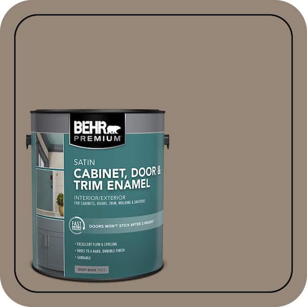 BEHR PREMIUM 1 gal. #PPU5-06A Light Truffle Satin Enamel Interior/Exterior Cabinet, Door & Trim Paint (2)