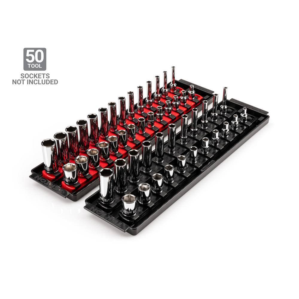 TEKTON 50-Tool 1/4 in. Drive Socket Rail and Tray Storage Set (2)
