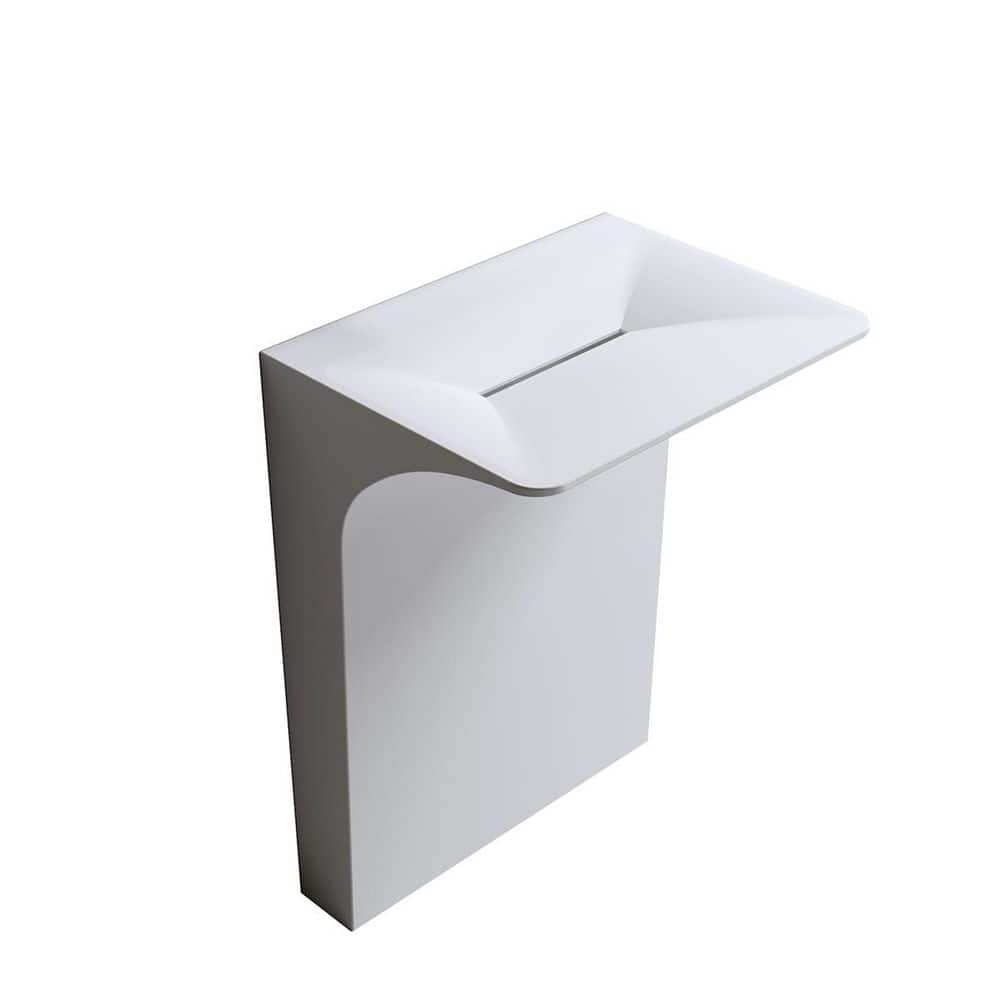CASAINC 33.2 in. L x 23.2 in. W Modern Wall-Mounted Solid Surface Pedestal Sink Bathroom Vessel Sink (1)