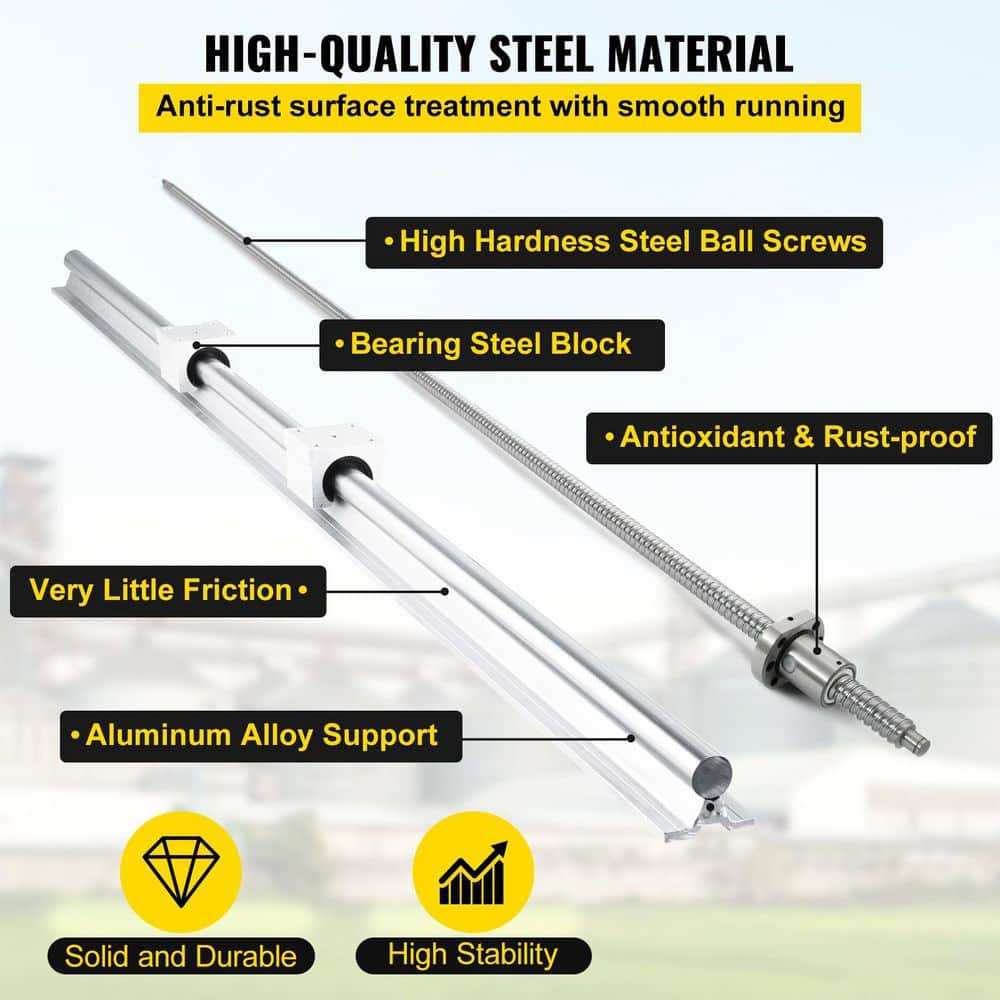 SKYSHALO Linear Rail Ballscrew x 3 RM1605-350mm 650mm 1050mm x 2 Linear Rail Support 12-CNC Kit Linear Shaft Optical Axis (3)