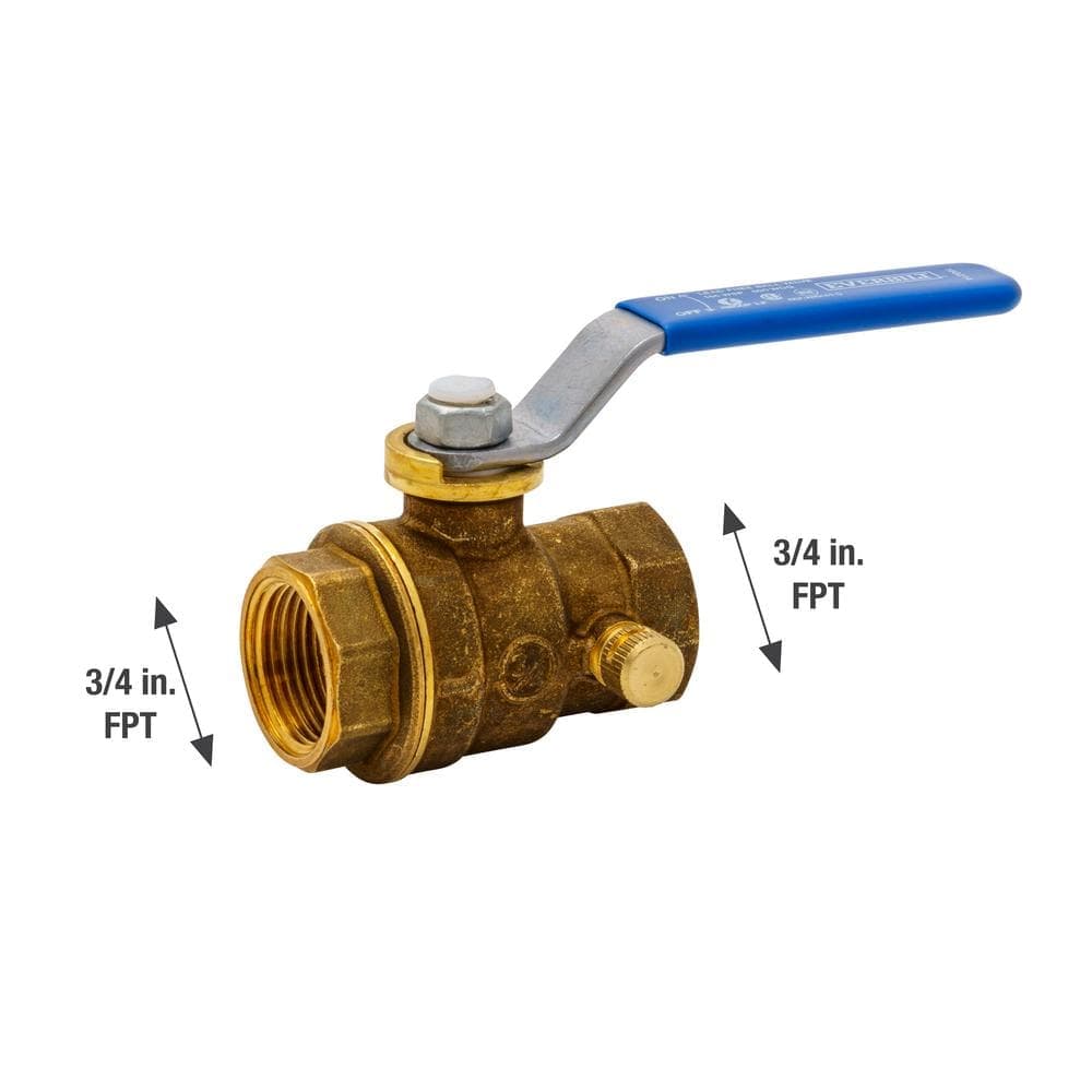 Everbilt 3/4 in. FNPT Full Port Lead Free Brass Ball Valve w/ Drain (3)