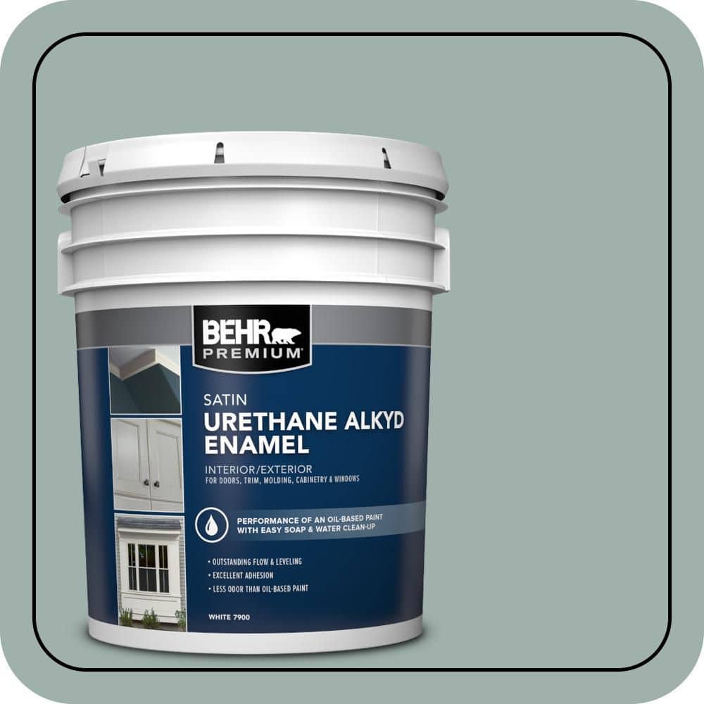 BEHR PREMIUM 5 gal. #N430-3 Garden Vista Urethane Alkyd Satin Enamel Interior/Exterior Paint