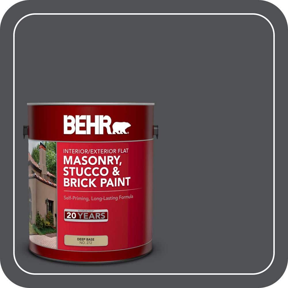 BEHR 1 gal. #PPU18-01 Cracked Pepper Flat Interior/Exterior Masonry, Stucco and Brick Paint (1)