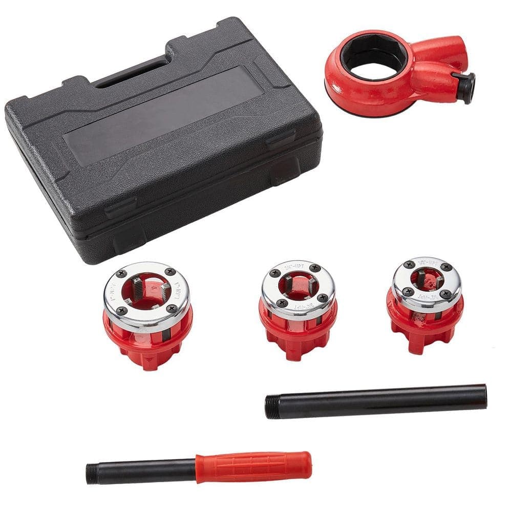SKYSHALO Ratchet Pipe Threader Kit, 1/2 in. NPT 3/4 in. NPT 1 in. NPT Manual Ratcheting Pipe Threader Set with NPT Dies (3-Piece)