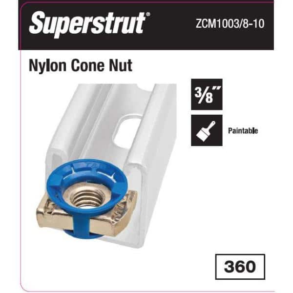 Superstrut 3/8 in. Nylon Strut Fitting Cone Nut in Gold Galvanized (5-Pack) (ZCM1003/8-10) (2)