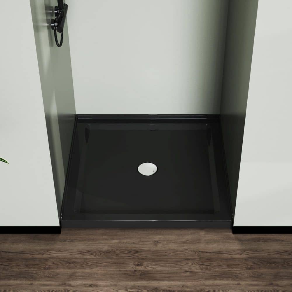 imperiol 36 in. L x 36 in. W Alcove Shower Pan Base with Center Drain in Black