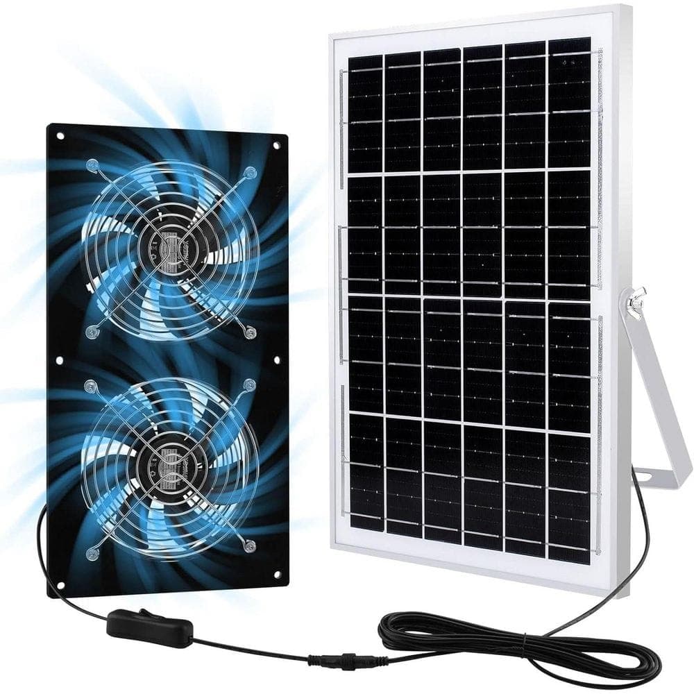 Vrbgify 15W Solar Panel with 2 High-Speed DC Brushless Fans for Cooling and Ventilation