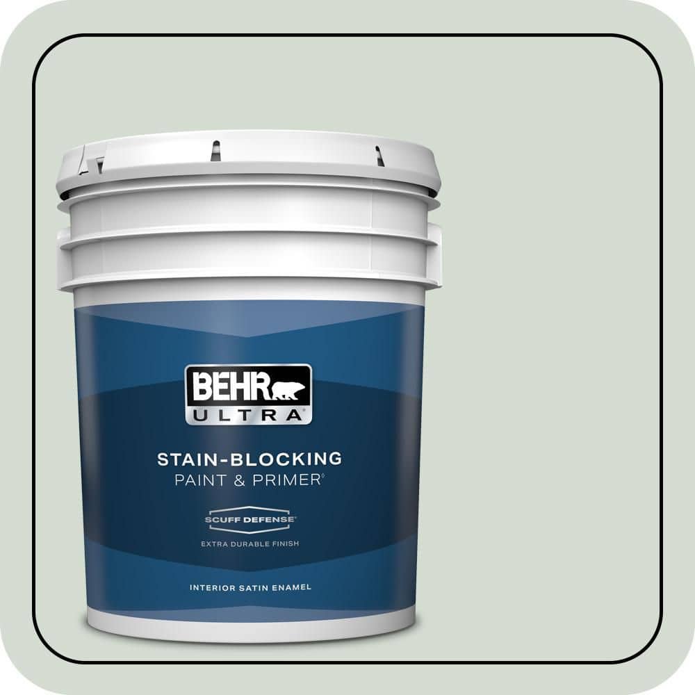 BEHR ULTRA 5 gal. #N400-1 Mountain Morn Extra Durable Satin Enamel Interior Paint & Primer
