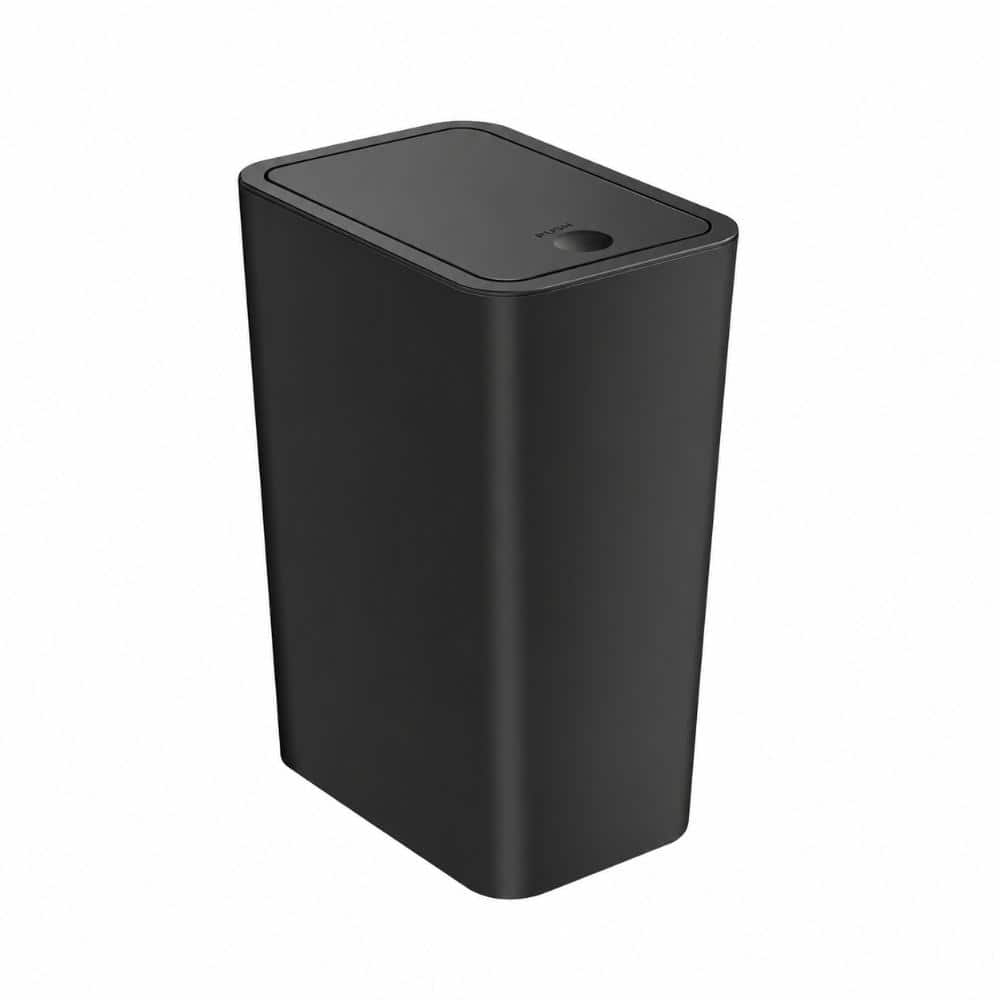 Unbranded 4 Gallon Slim Press-Top Bathroom Trash Can with Removable Pop-Up Latch Lid and Odor Control in Black