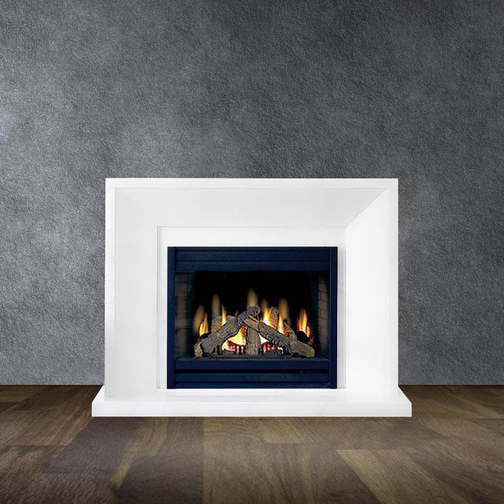 Dynasty Fireplaces Dynasty Huntington 66 in. x 50 in. Full Surround Mantel in Natural White Limestone with Honed Finishing. (3)