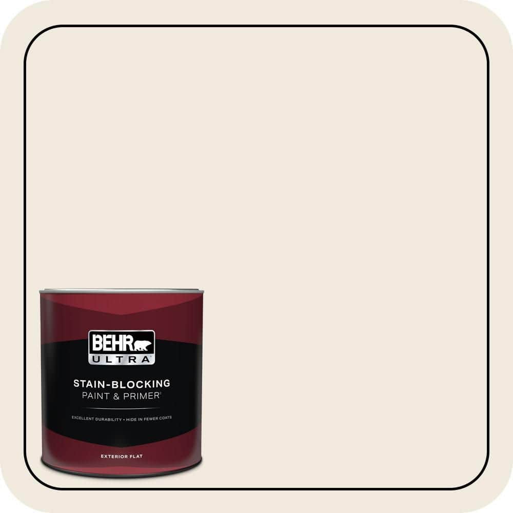 BEHR ULTRA 1 qt. #W-B-710 Almond Cream Flat Exterior Paint & Primer