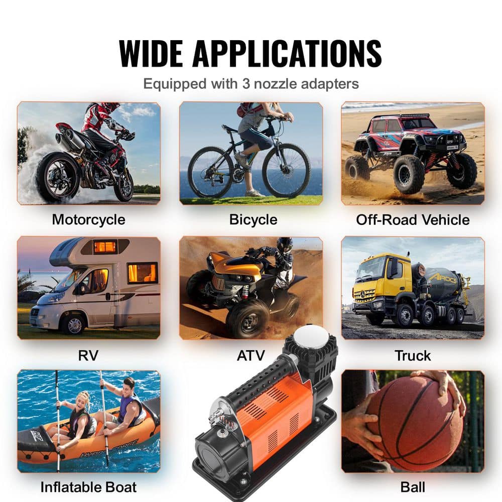 SKYSHALO Heavy Duty Air Compressor, 12 V Corded Inflator, 150 PSI Offroad Air Pump with Adapters for Trucks Car SUV (3)