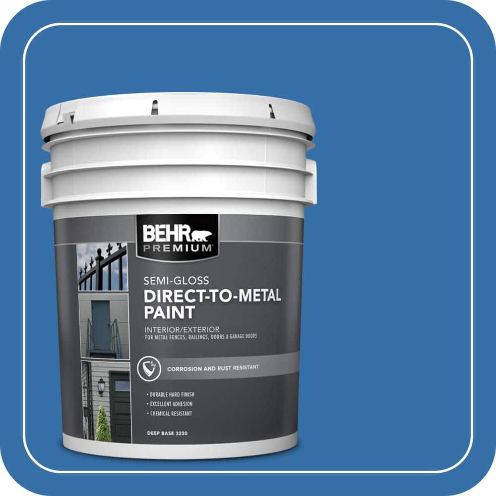 BEHR PREMIUM 5 gal. #P520-6 Mega Blue Semi-Gloss Direct to Metal Interior/Exterior Paint