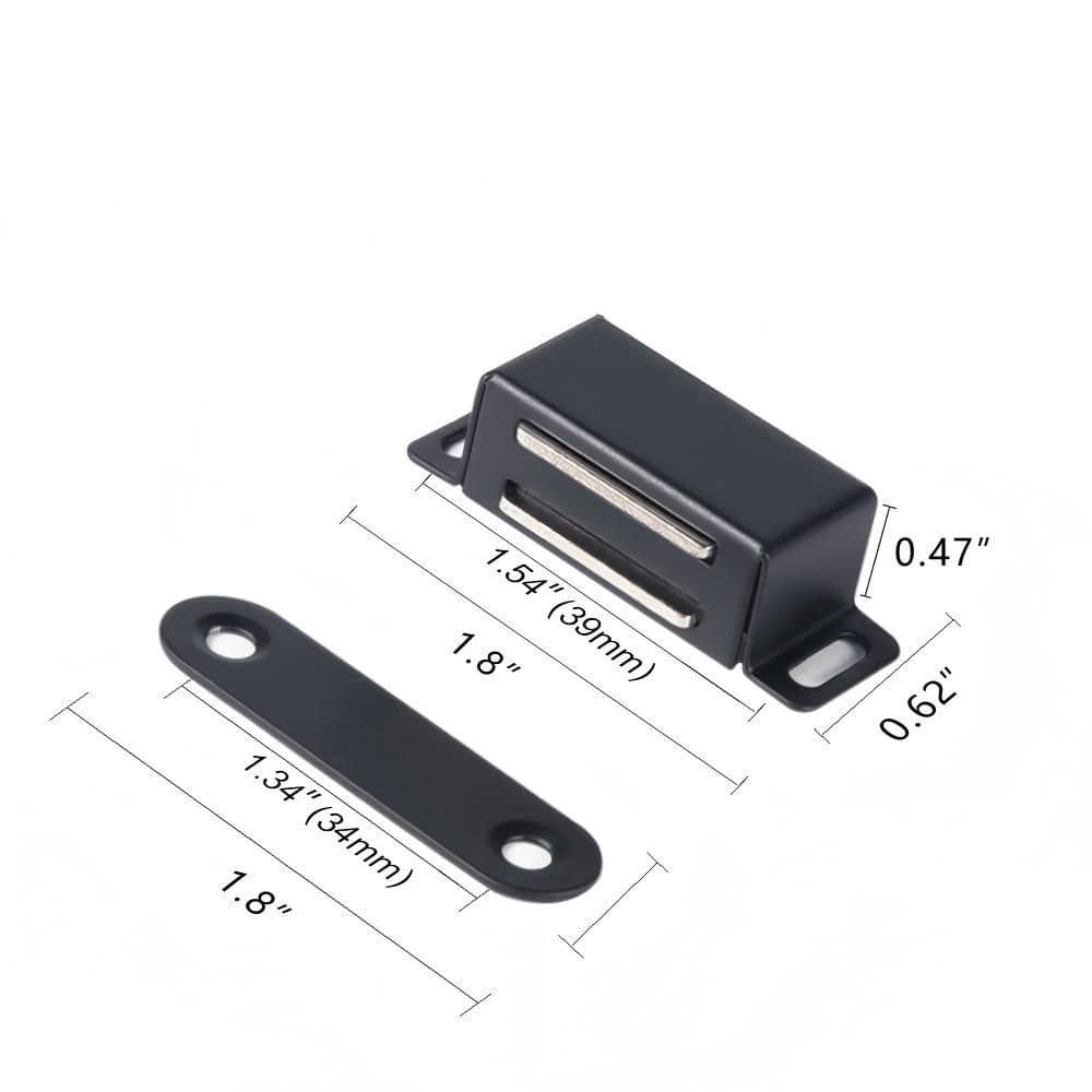 Numhew 16-Pack Black Magnetic Door Catch, 20 Lbs Strong Magnet Latch, Stainless Steel for Cabinets Drawers and Home Safety (2)