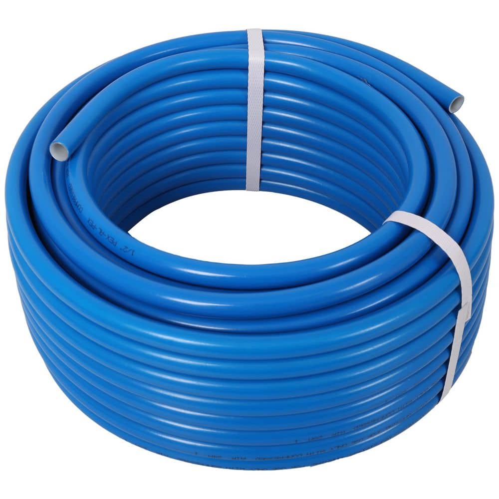 WRIGHTMASTER 1/2in. x 100ft Air Compressor Piping, High Quality PEX-AL-PEX Tubing,Air Hose Kit Air Compressor Accessories,Blue Tubing (1)