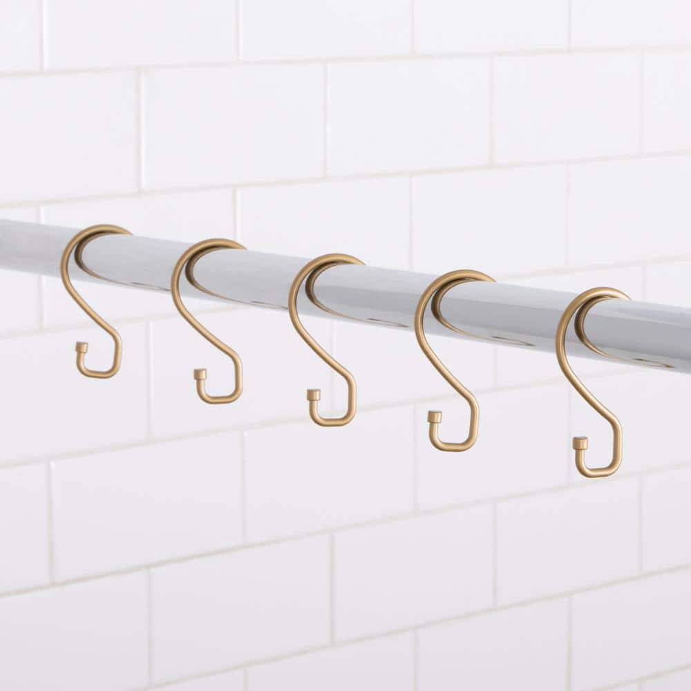 Bath Bliss 12 Pack S-Hook Shower Curtain Rings in Satin Gold (3)