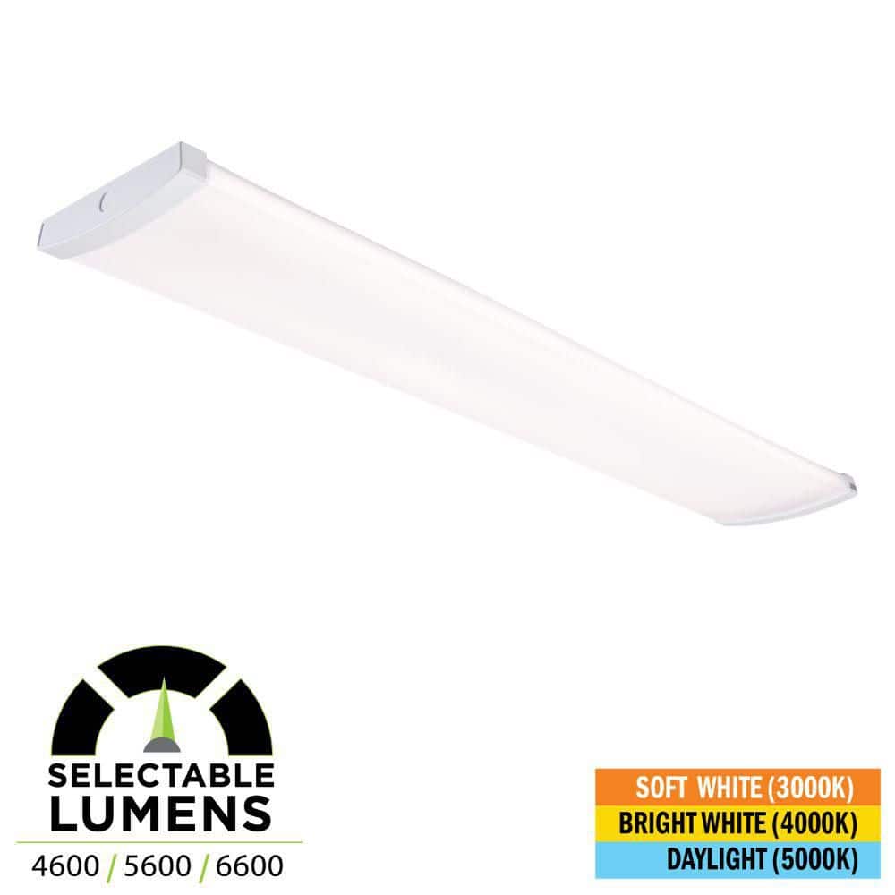 Commercial Electric 1-Pack 4 ft. x 9 in. 4600/5600/6600 Lumens Integrated LED White Commercial Wraparound Light Selectable CCT 120-277V (2)