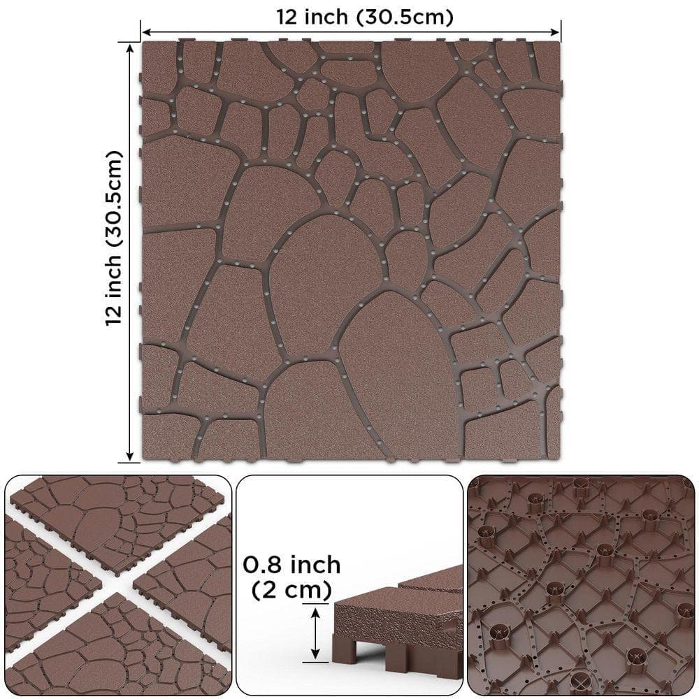 EPIPHANY DOUBLED INC 1 ft. x 1 ft.  Plastic Brown DIY Module Interlocking Decking Tiles Floor Tile 44 pcs (2)