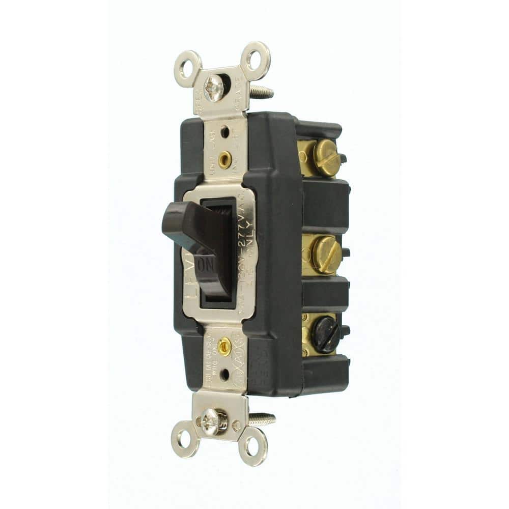 Leviton 30 Amp Industrial Grade Heavy Duty Double-Pole Double-Throw Center-Off Maintained Contact Toggle Switch, Brown 1288 (3)