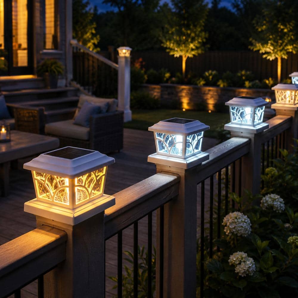 Unbranded Solar Post Cap Lights Outdoor 4 Modes 40 LED Aluminum Deck Post Light 4x4 5x5 6x6 Wood Vinyl Warm Cool White 2 Pack (2)