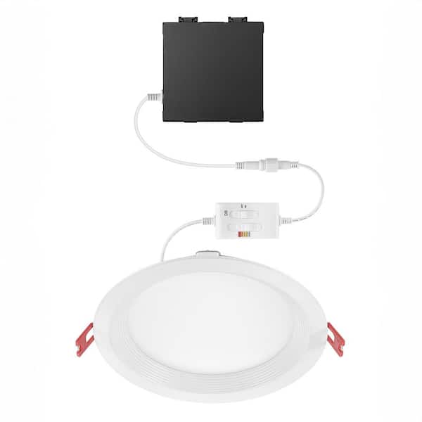 Commercial Electric 6 in. Elite Series Integrated LED Adjustable CCT 3-Level Lumen Select Dimmable Baffle Canless Recessed Light, White (2)