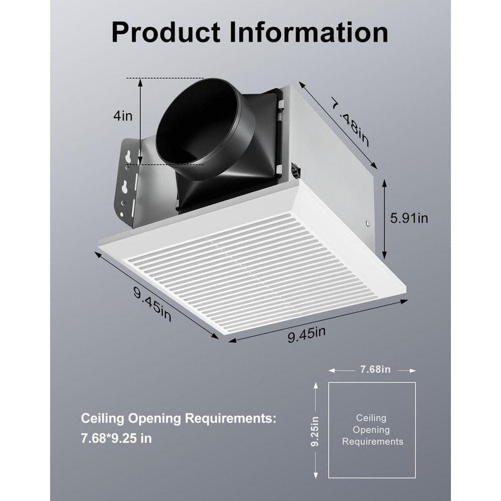 KIWDZFU 110 CFM White Electric Ceiling or Wall Mount Bathroom Exhaust Fan, 7.68 x 9.25 in. (3)
