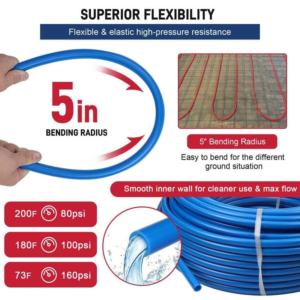 Unbranded 100 ft. 1/2 in. PEX Pipe, PEX Tubing EVOH Pex-B Pipe Durable Leakage-Proof Flexible for Residential Water Lines (3)