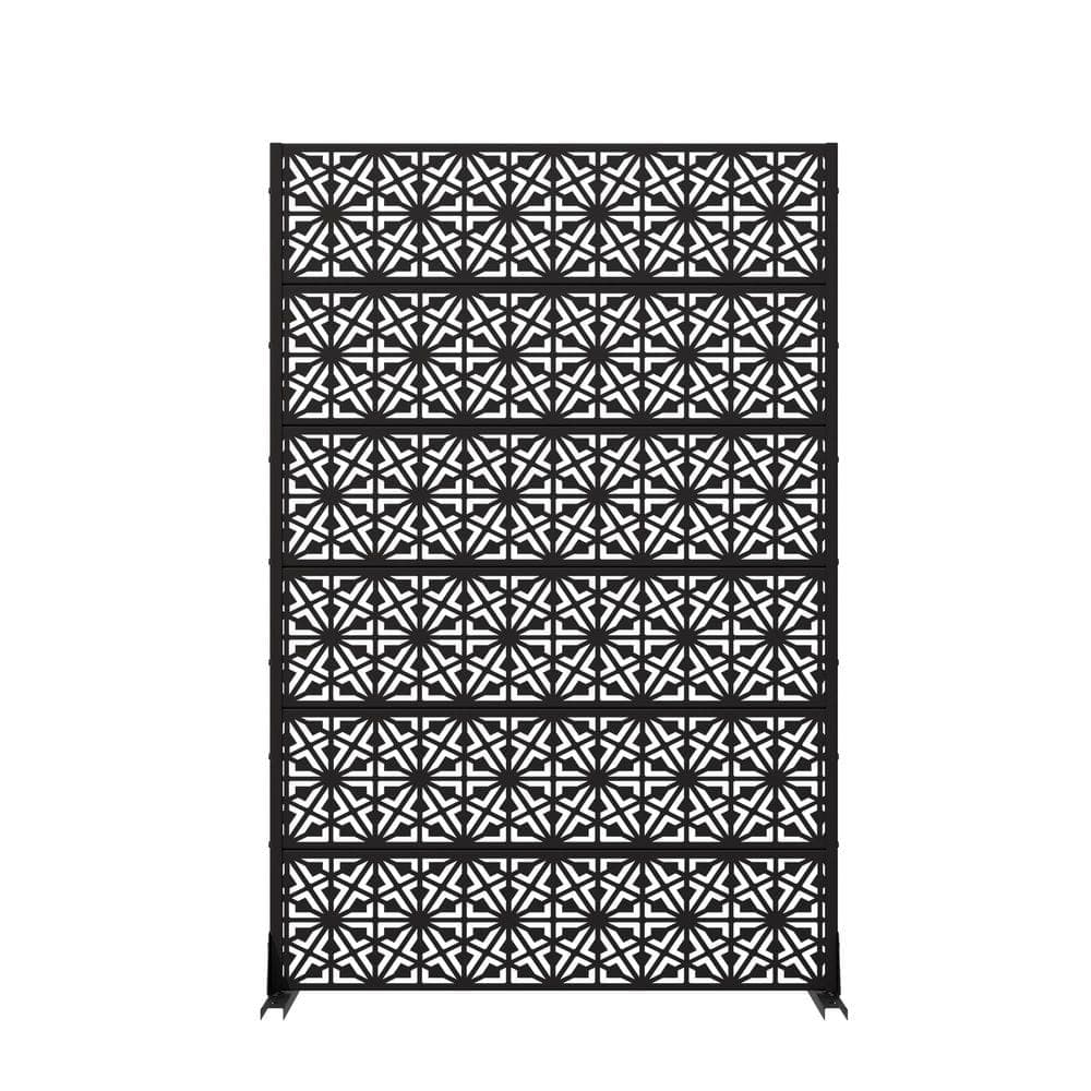 SpassWay Black 72. in H x 47. in W Outdoor Metal Privacy Screen Room Divider Panel for Patio Garden (1)