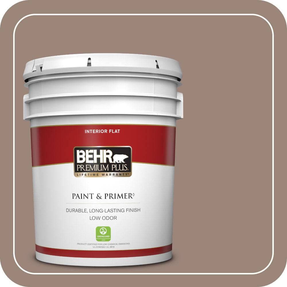 BEHR PREMIUM PLUS 5 gal. #PMD-52 Flower Wood Flat Low Odor Interior Paint & Primer