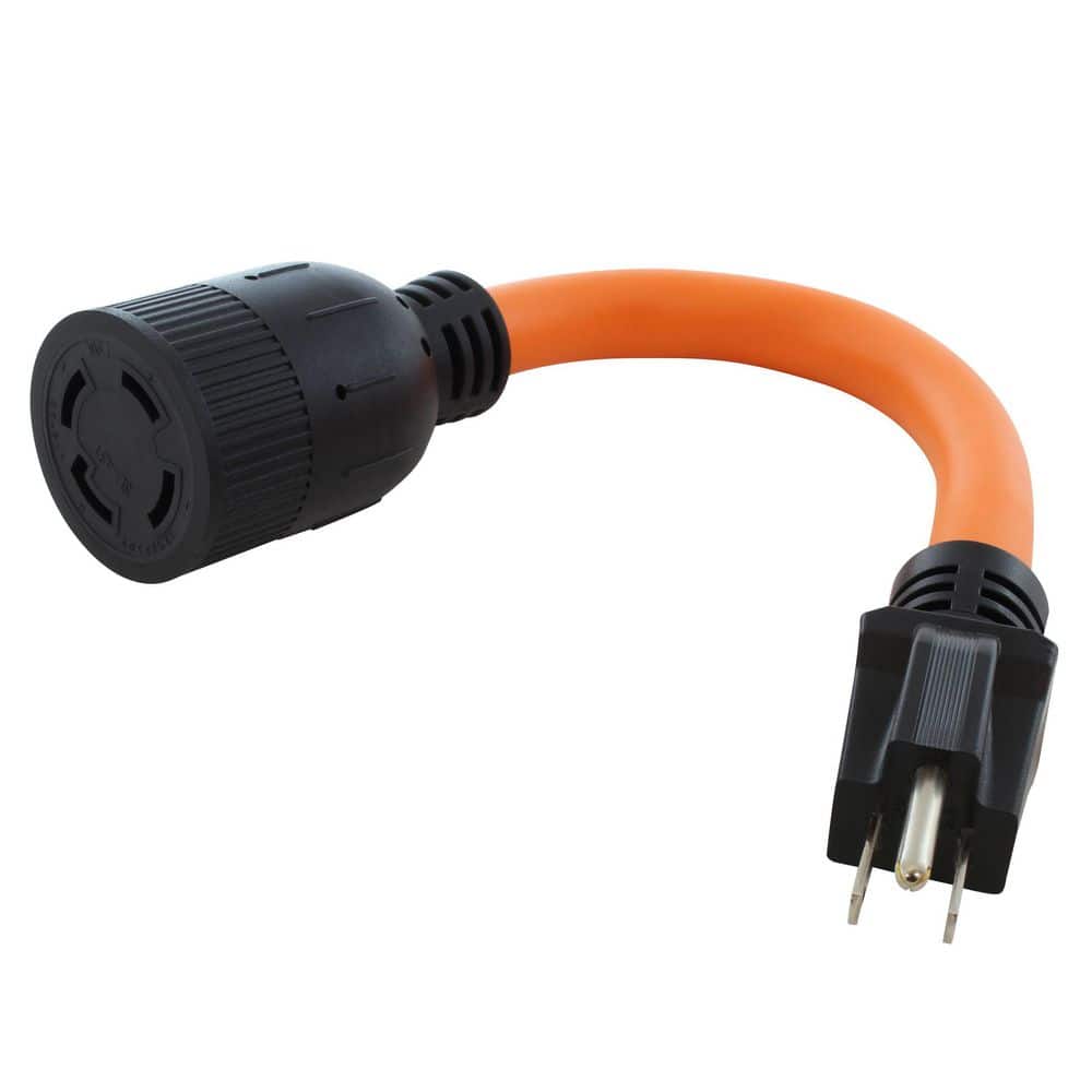 AC WORKS 1 ft. 15 Amp Household Plug to L14-30 30 Amp 4-Prong Transfer Switch Inlet Adapter