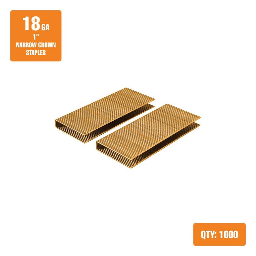 Freeman 18-Gauge 1 in. Narrow Crown Staples-1/4 in. Crown Glue Collated Electrogalvanized Construction Staples (1000-Count) (2)