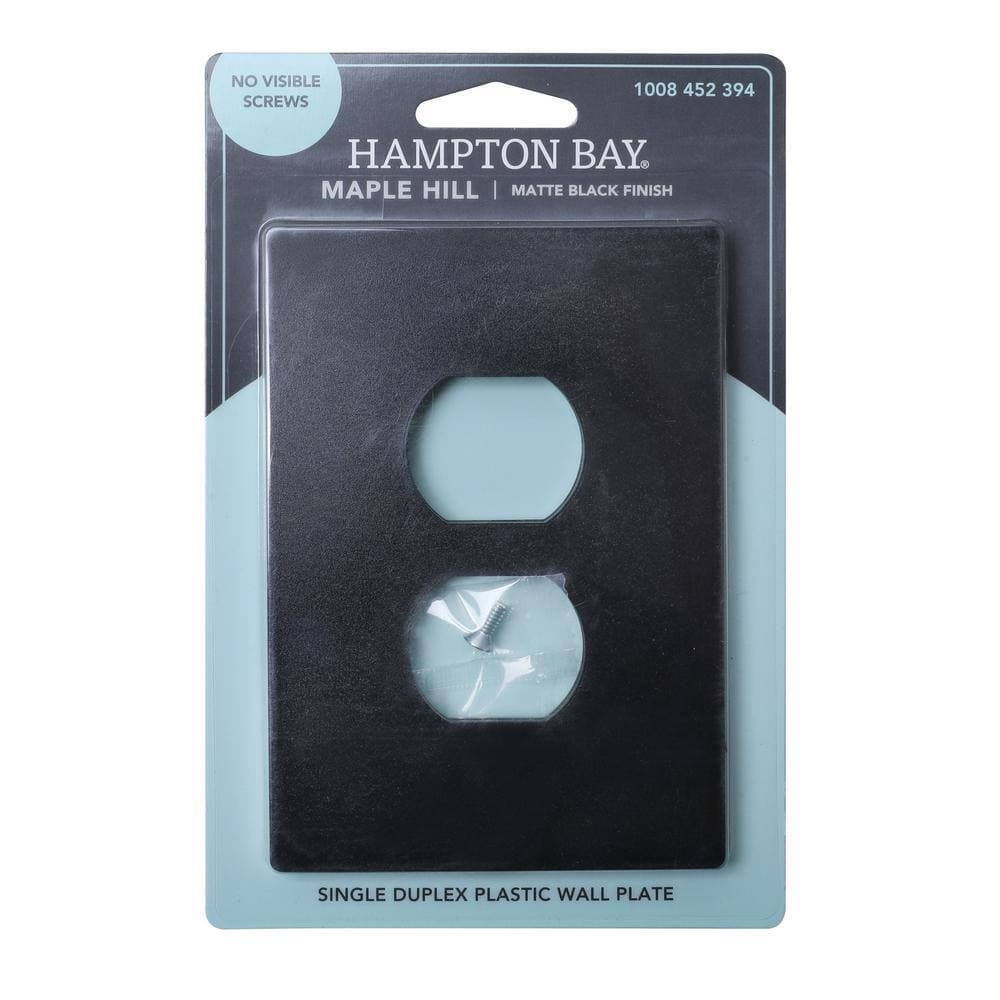 Hampton Bay 1-Gang Black Duplex Outlet Plastic Wall Plate (2)