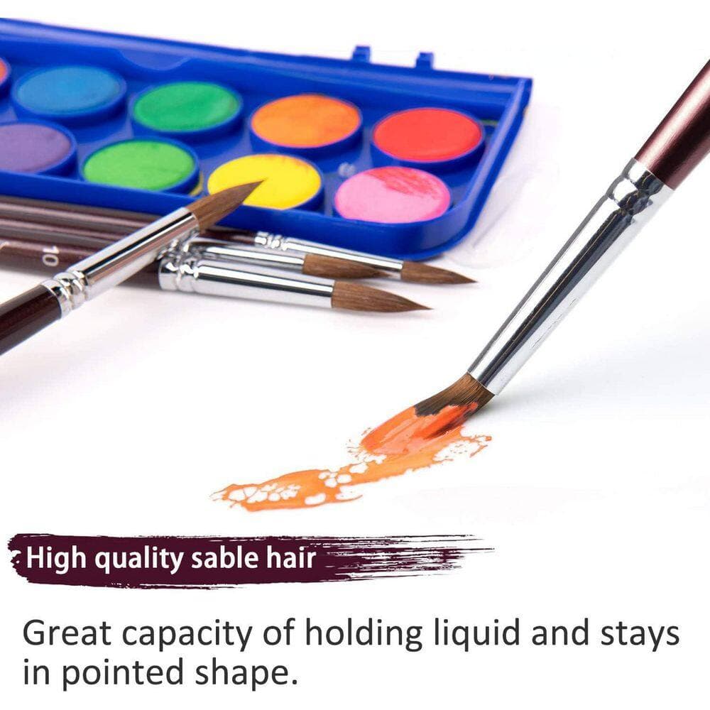 KIWDZFU 9-pcs Watercolor Brushes Set for Professional Detail to Mop Painting with Short Handles for Acrylic Gouache Ink (2)