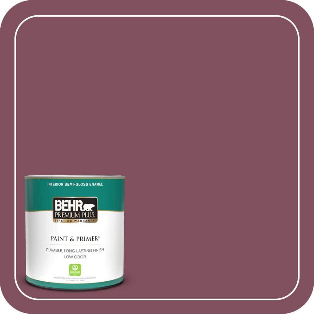 BEHR PREMIUM PLUS 1 qt. #T17-14 Artful Magenta Semi-Gloss Enamel Low Odor Interior Paint & Primer