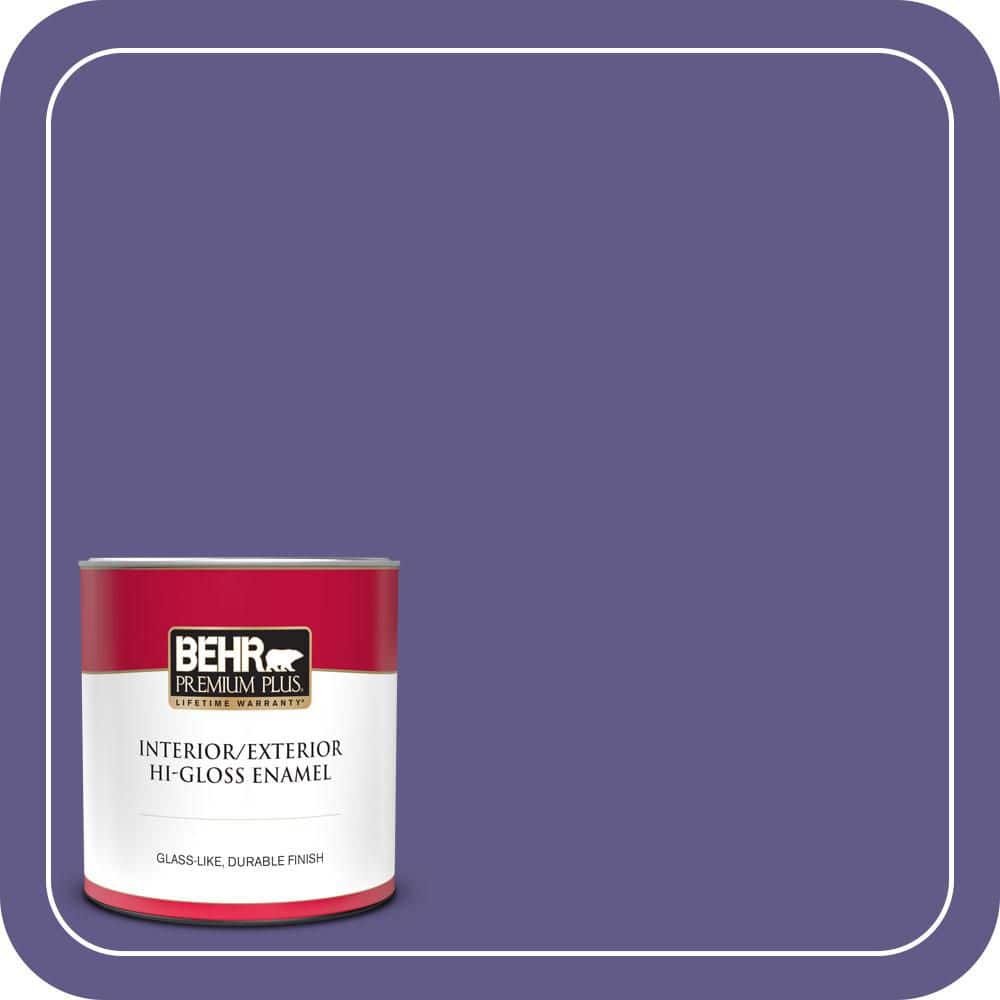 BEHR PREMIUM PLUS 1 qt. #S-G-640 Purple Balloon Hi-Gloss Enamel Interior/Exterior Paint & Primer (1)
