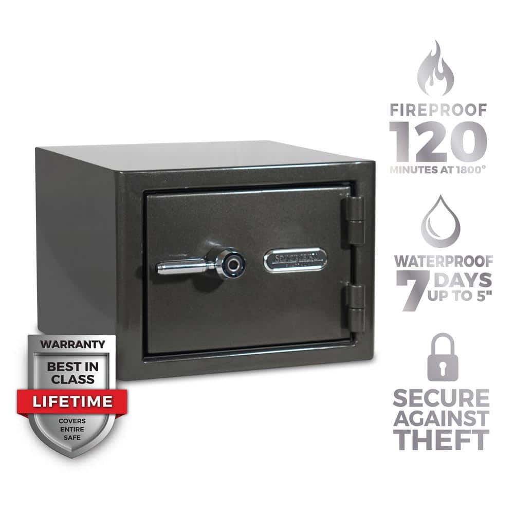 SANCTUARY Platinum 1.07 cu. ft. Fireproof/Waterproof Home and Office Safe w/ Biometric Lock, Dark Gray Metallic Finish