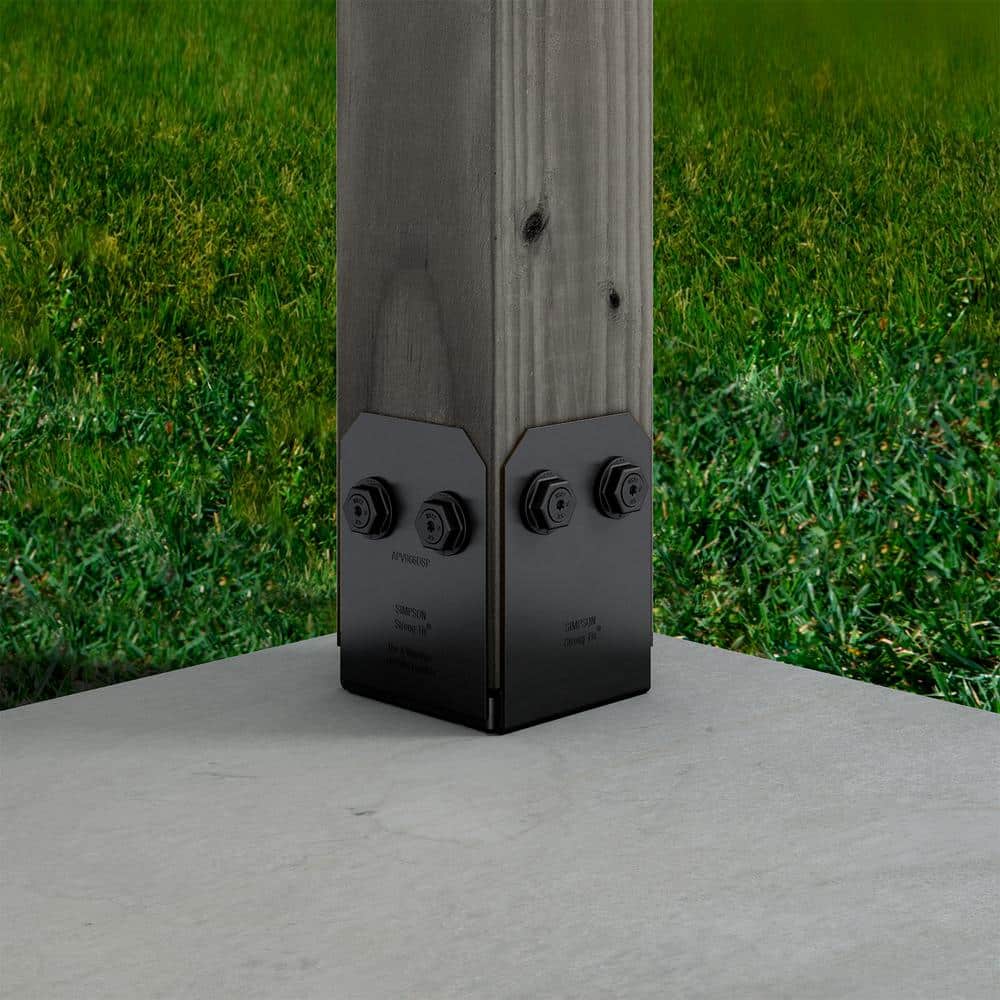 Simpson Strong-Tie Outdoor Accents Avant Collection ZMAX, Black Post Base Side Plate for 6x Lumber (2-Pack) (3)