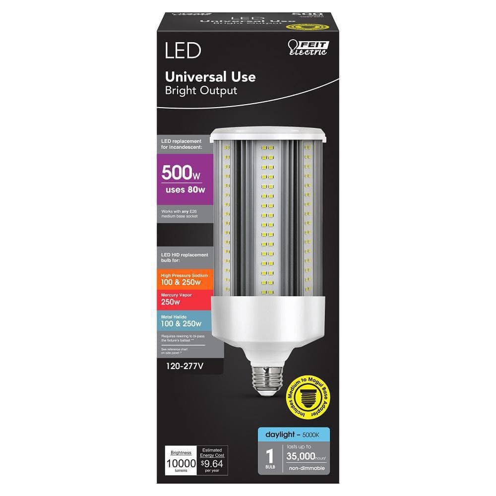 Feit Electric 500-Watt Equivalent Corn Cob E26 with E39 Mogul Adapter High Lumen HID Utility LED Light Bulb Daylight (5000K) (1-Pack) (4)