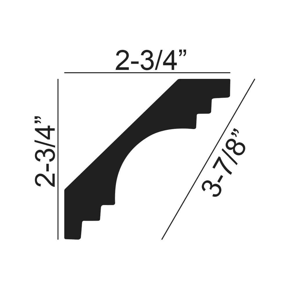 American Pro Decor 2-3/4 in. x 2-3/4 in. x 94-1/2 in. Plain Polyurethane Crown Moulding Pro Pack 39 LF (5-Pack) (3)
