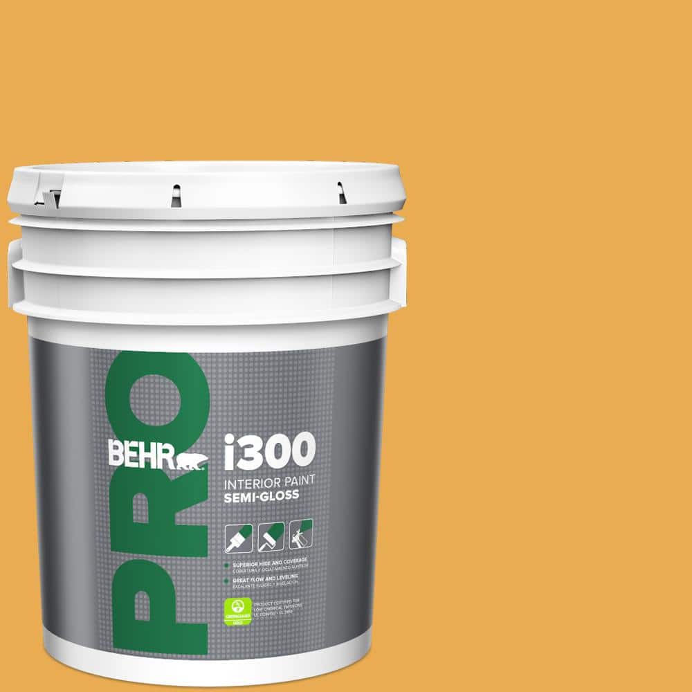 BEHR PRO 5 gal. #BIC-43 Optimist Gold Semi-Gloss Interior Paint
