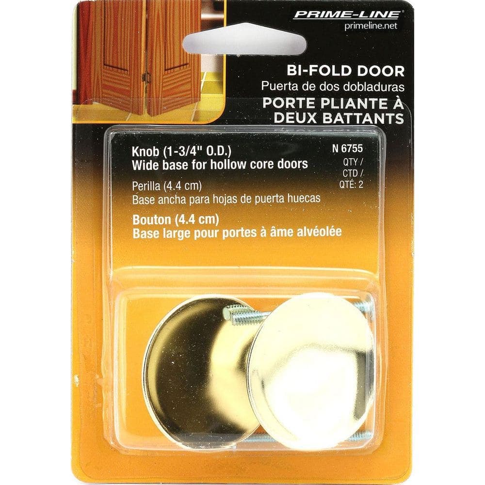 Prime-Line Bi-Fold Door Pull Knobs, 1-3/4 in. Outside Diameter, Diecast Construction, Brass Plated Finish (2-pack) (3)