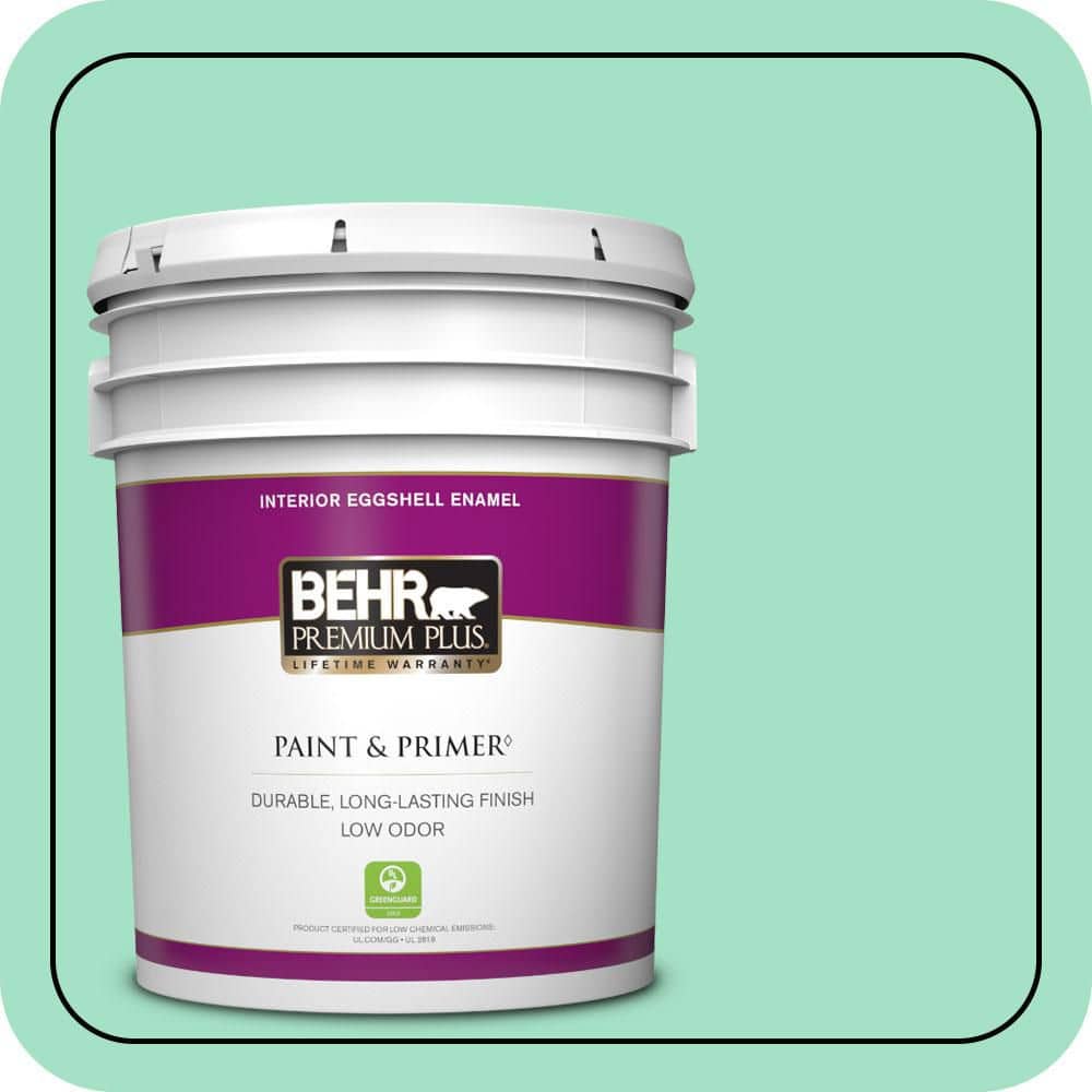 BEHR PREMIUM PLUS 5 gal. #470A-3 Reef Green Eggshell Enamel Low Odor Interior Paint & Primer