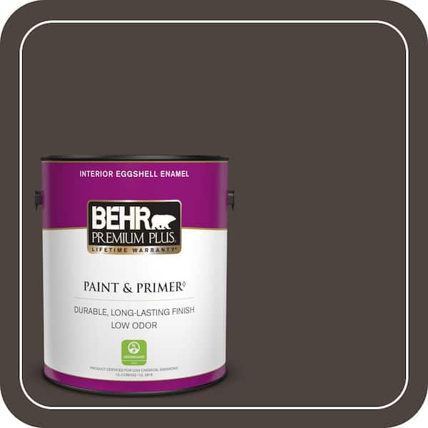 BEHR PREMIUM PLUS 1 gal. #PPU5-01 Espresso Beans Eggshell Enamel Low Odor Interior Paint & Primer (2)
