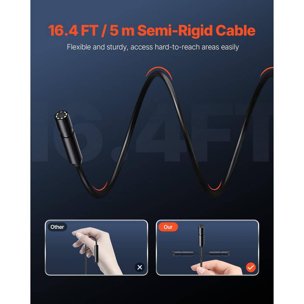 SVOPES 1920P HD Endoscope with Light, Android/iOS compatible. 8 LED lights, 16. 4 ft. semi-rigid cable, 2X zoom,IP67 waterproof (2)