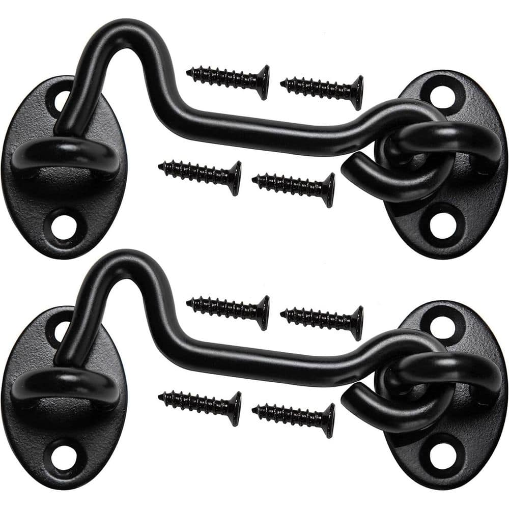 Unbranded 4 Sliding Barn Door Lock Eye Hook Latch with Screws Rust-Resistant Metal Gate Latch 2-Pack (1)