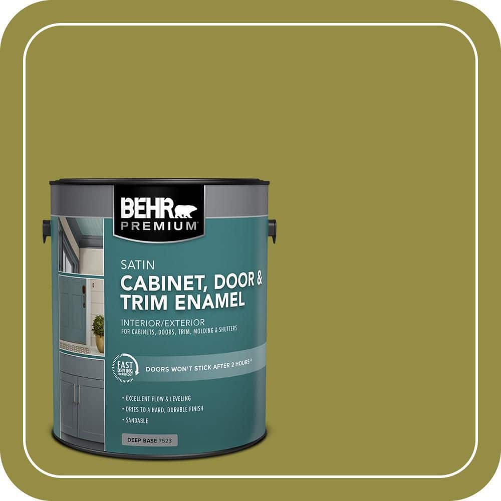 BEHR PREMIUM 1 gal. #PPU9-03 Retro Avocado Satin Enamel Interior/Exterior Cabinet, Door & Trim Paint